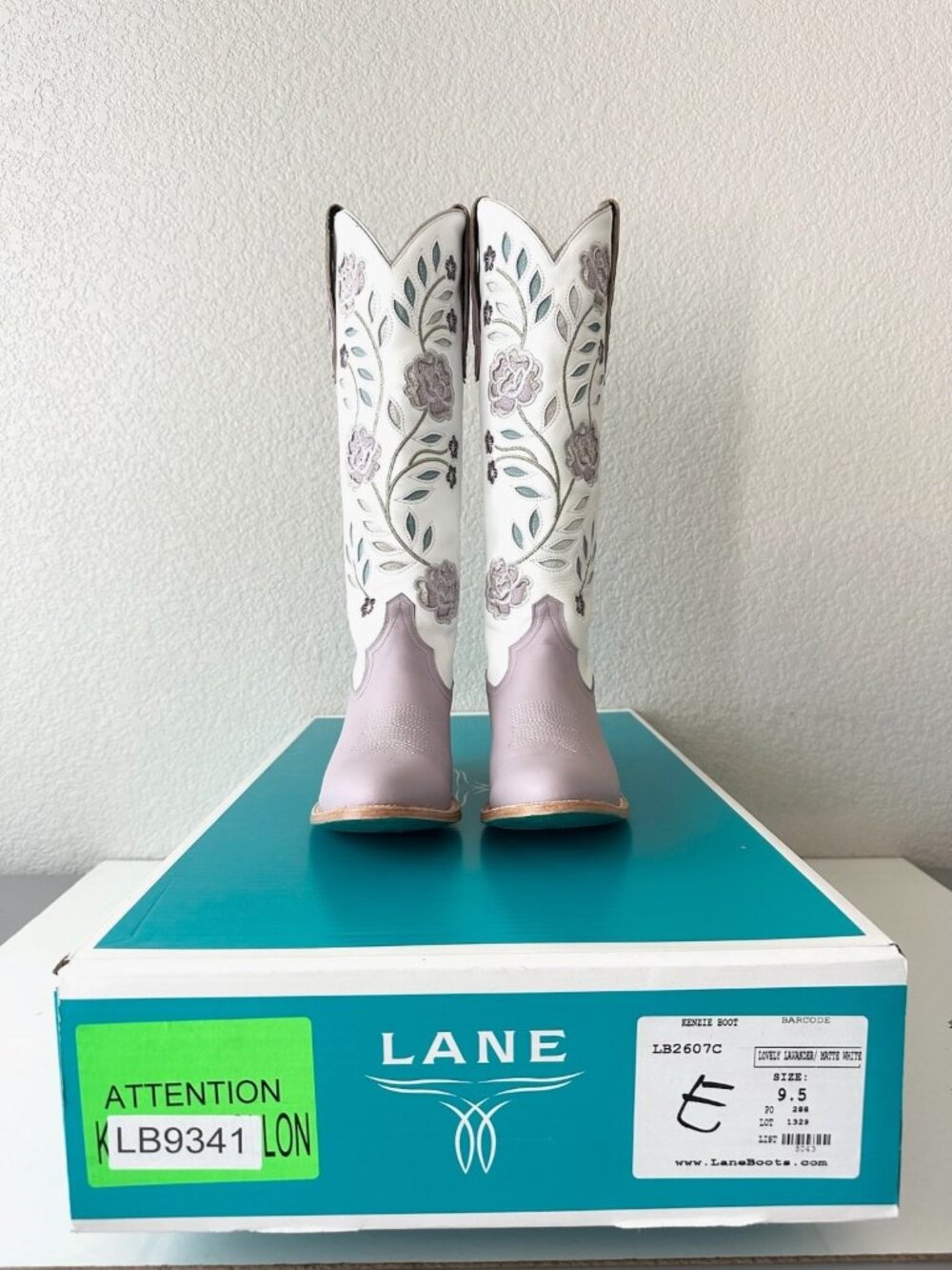 Lane KENZIE Knee High Womens Cowboy Boots Purple White Western Cowgirl Tall 9.5 - Picture 11 of 12